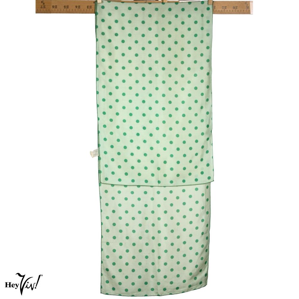 Vintage Ray Strauss Silk Polka Dot Scarf Green White Long 10.5x42 Mod - Hey Viv